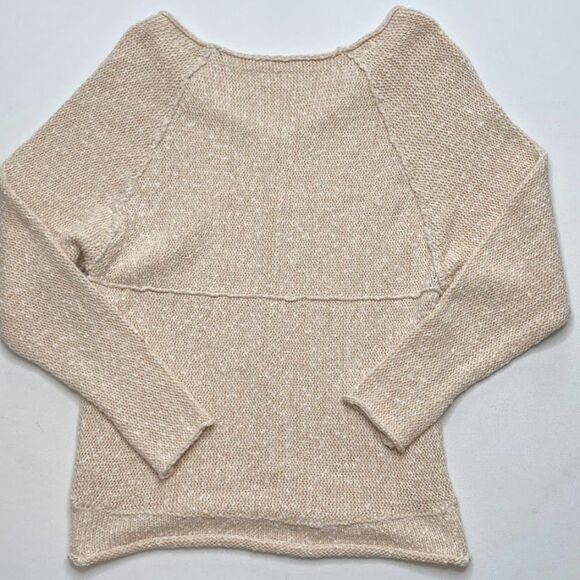 Free People NEW Beige Oversized Soft V-Neck Sweater Top XS - Picture 8 of 9